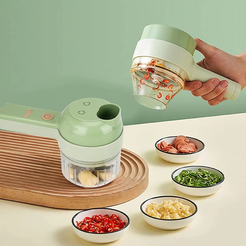 4-in-1 Handheld Electric Vegetable Cutter Set - Wireless Food Processor & Chopper