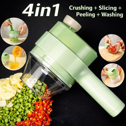 4-in-1 Handheld Electric Vegetable Cutter Set - Wireless Food Processor & Chopper