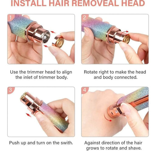 2-in-1 Rechargeable Ladies Hair Remover – Professional Eyebrow Trimmer & Facial Shaver with Built-in Light