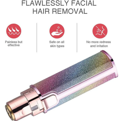 2-in-1 Rechargeable Ladies Hair Remover – Professional Eyebrow Trimmer & Facial Shaver with Built-in Light