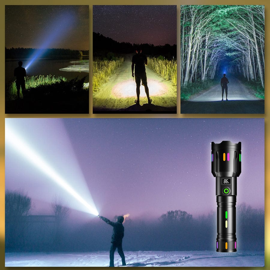 Rechargeable Multi-Functional LED Torch Light – High Power Emergency Flashlight with Power Bank & LCD Display