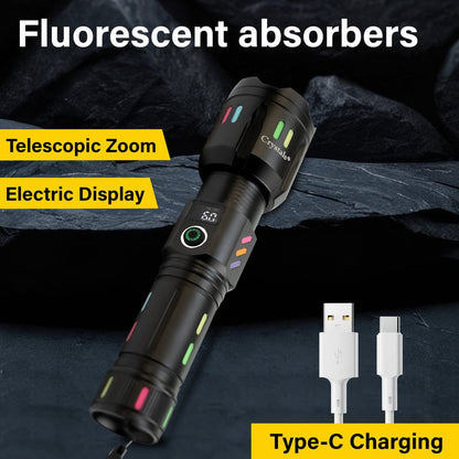 Rechargeable Multi-Functional LED Torch Light – High Power Emergency Flashlight with Power Bank & LCD Display