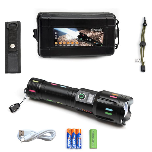 Rechargeable Multi-Functional LED Torch Light – High Power Emergency Flashlight with Power Bank & LCD Display