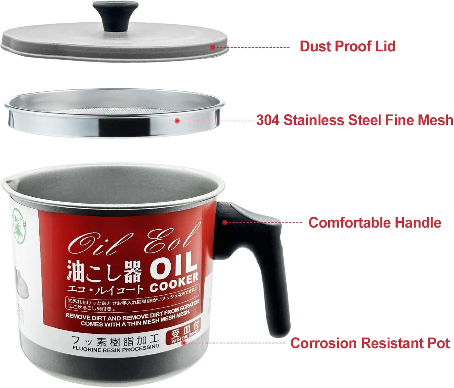 Premium Stainless Steel Oil Strainer Pot - 1.4L Grease Keeper with Fine Mesh Filter